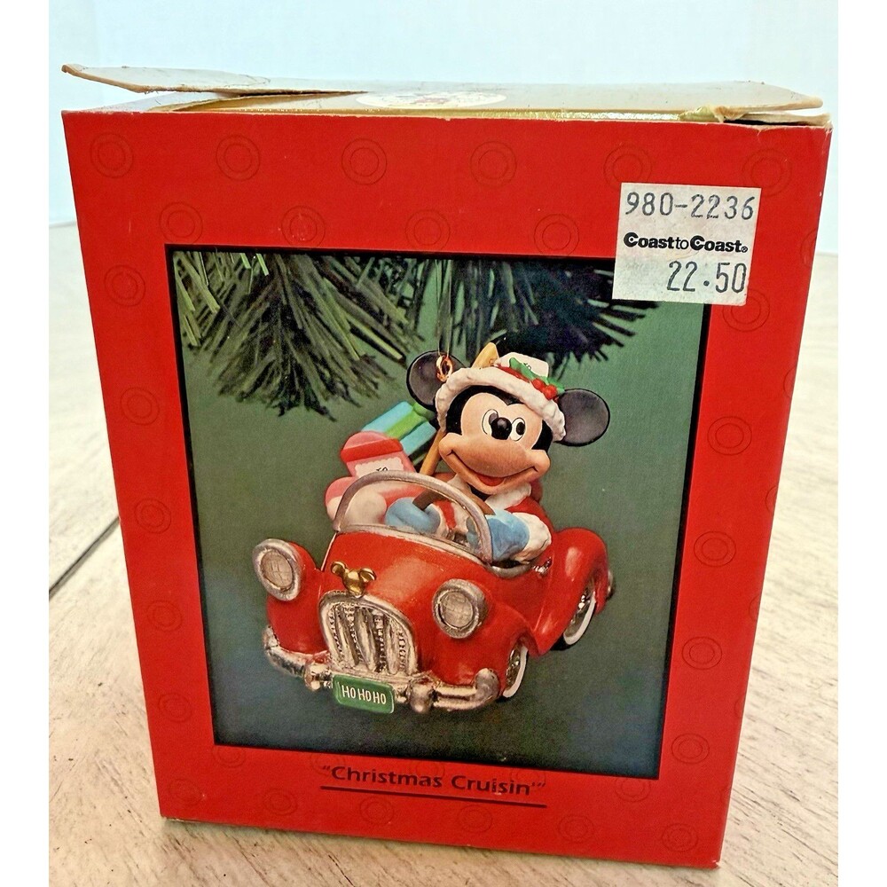 1994 Enesco Disney Christmas‎ Cruisin Mickey Mouse Red Car Ornament New in a Box